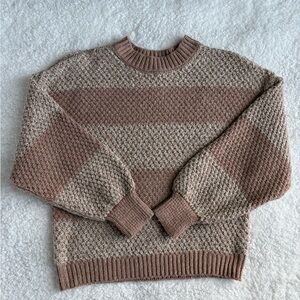 Love Knits NYC Neutral Striped Textured Knit Sweater NWT - Size Small